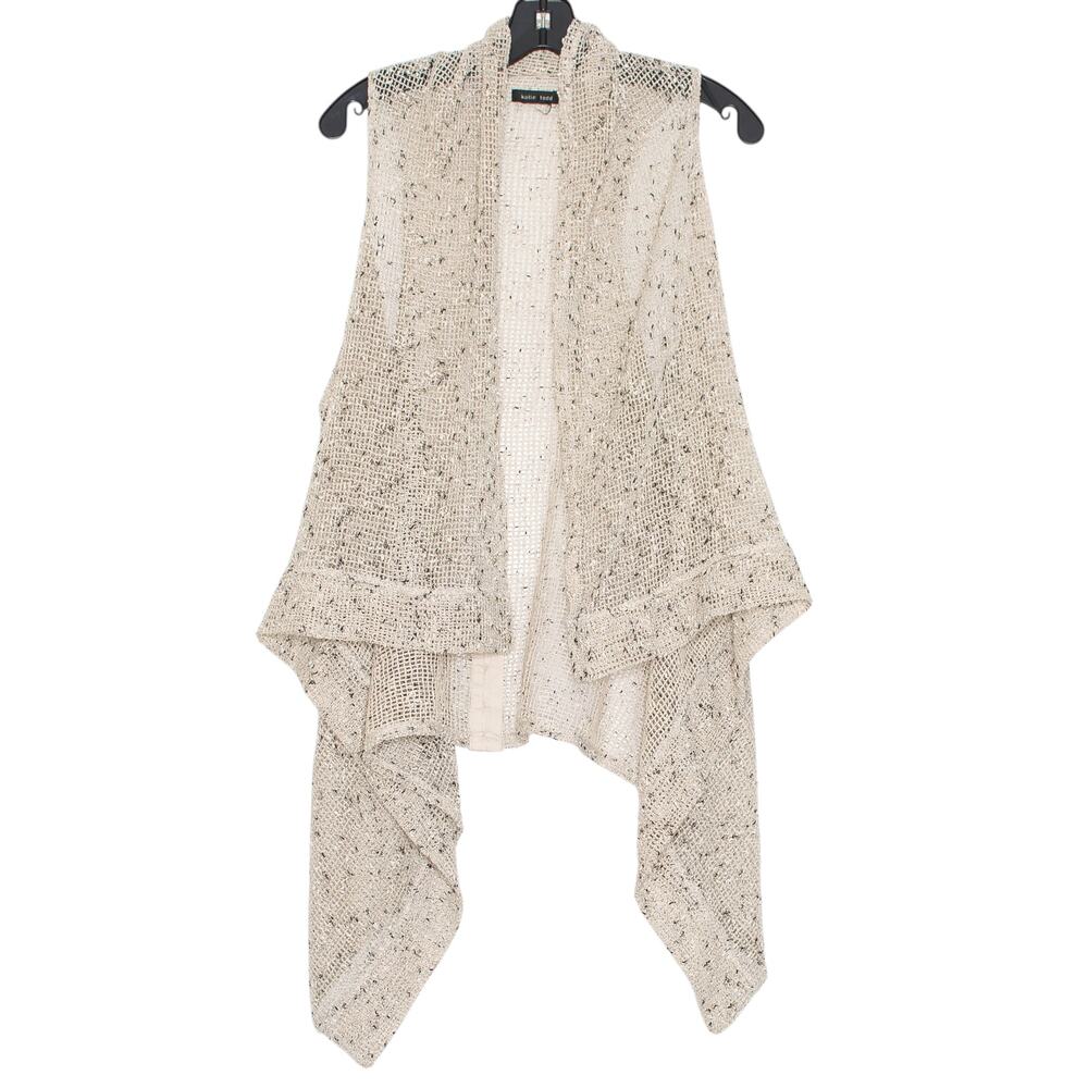 Katie Todd Vest Boho Open Knit Waterfall Festival Coastal Beachy Lagenlook O/S